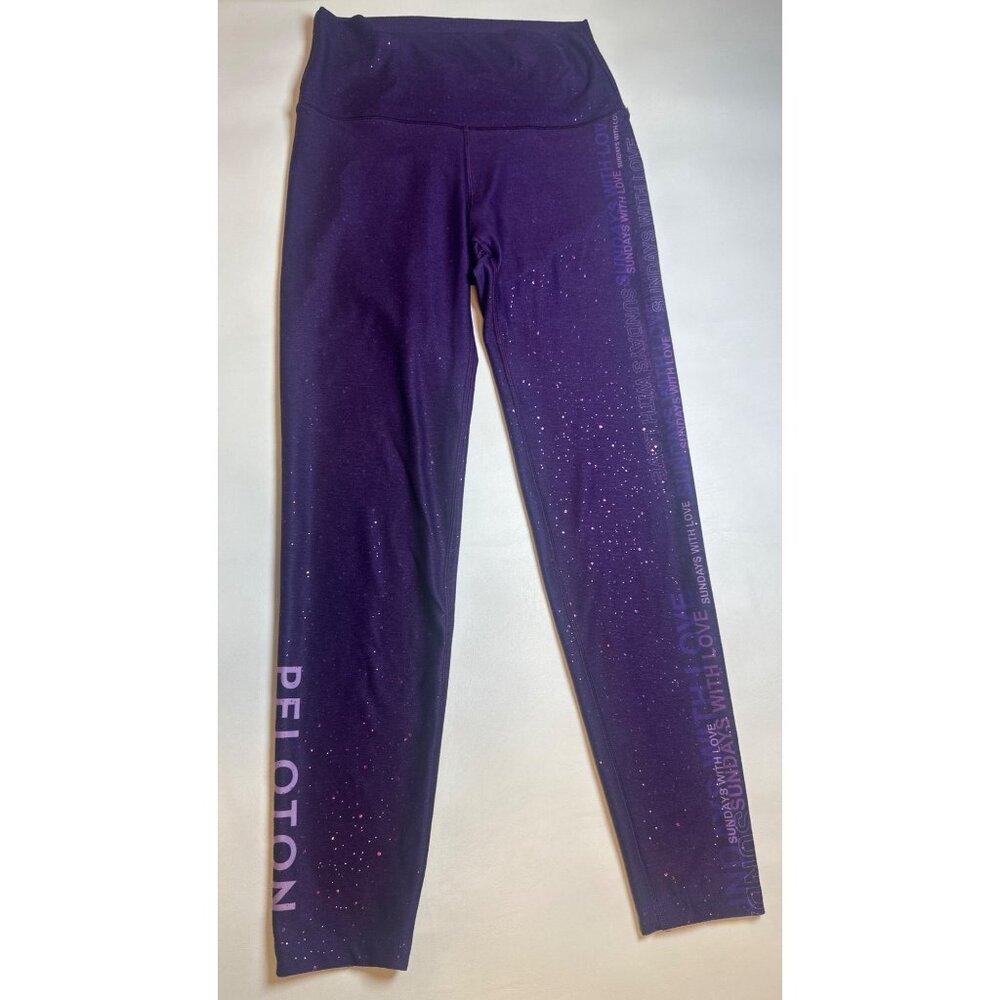 Peloton Purple Glitter "Sundays With Love" High-Waisted Leggings Womens Size XS - Picture 4 of 10